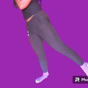 H&M divided long drawstring long basic pants in black size 2.